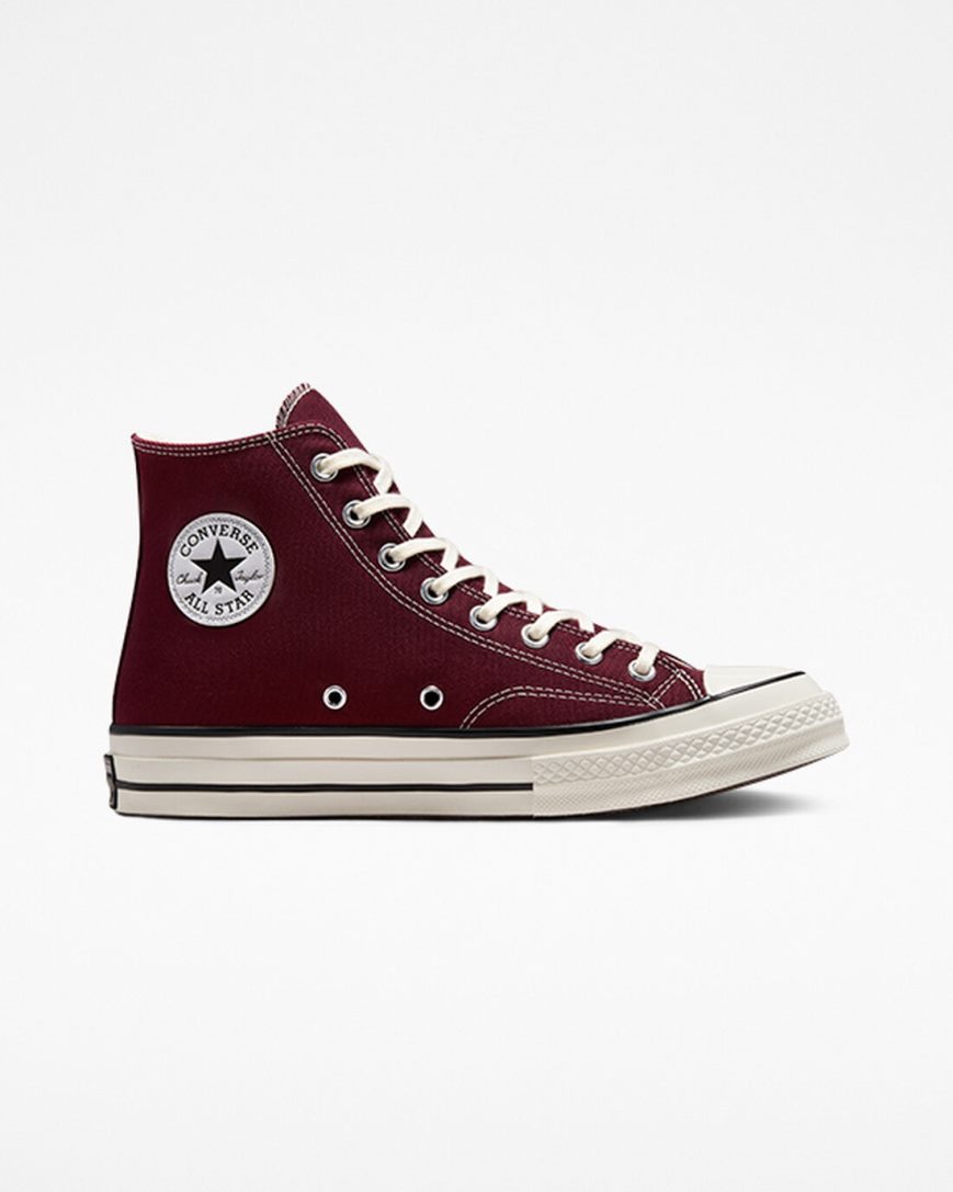 Tenis Converse Chuck 70 Lona Cano Alto Masculino Vermelhas Escuro Pretas | PT D004389